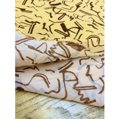 画像4: 生地：ポリエステルプリントジョーゼット（黄／茶）