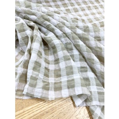 画像5: 生地：チェック柄ポリエステルレーヨン綿リップル加工（薄いベージュ）