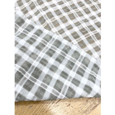 画像3: 生地:チェック柄ポリエステルレーヨン綿リップル加工(薄いグレー)