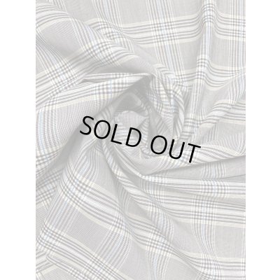 画像7: 生地：チェック柄ポリエステルウールストレッチ（ベージュ／茶／黄／青ライン）