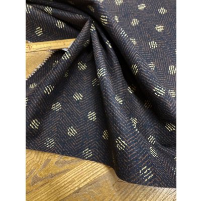 画像6: 生地：ヘリンボーン水玉プリントポリエステル（茶／ベージュ）