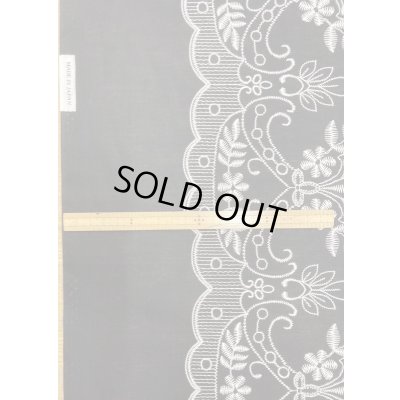 画像4: 生地：片耳スカラップ 刺しゅう風プリント綿（黒／白）