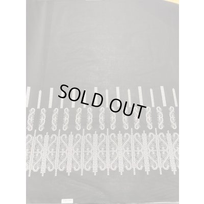 画像4: 生地：ステッチ刺しゅう風プリント綿（黒／白）