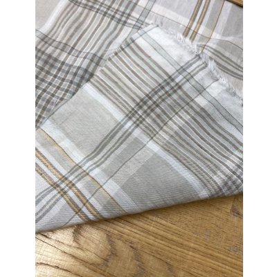 画像3: 生地：イタリー製チェック柄ポリエステル麻（薄グレー／オレンジ／緑）