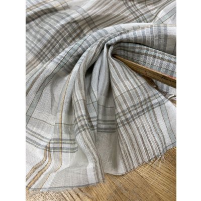 画像5: 生地：イタリー製チェック柄ポリエステル麻（薄グレー／オレンジ／緑）