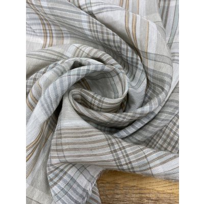 画像6: 生地：イタリー製チェック柄ポリエステル麻（薄グレー／オレンジ／緑）