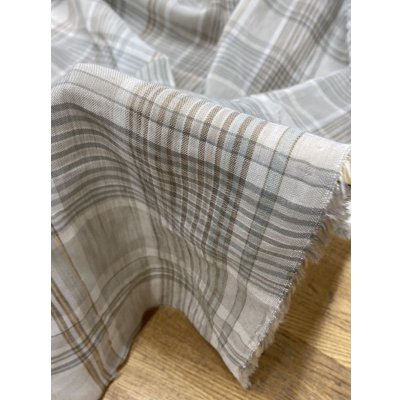 画像7: 生地：イタリー製チェック柄ポリエステル麻（薄グレー／オレンジ／緑）