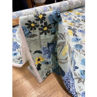画像5: 生地：ポリエステル花柄プリントストライプ（水色／ブルー）