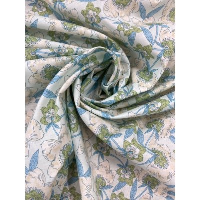 画像7: 生地：綿100％花柄プリント80ローン（グリーン／ベージュ）