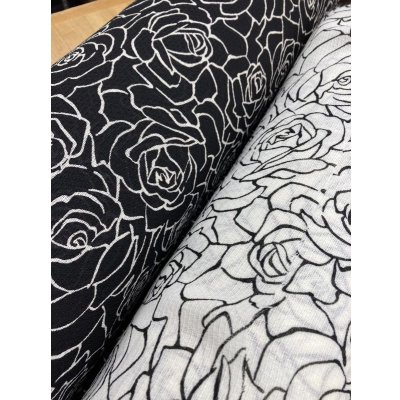 画像8: 生地：透かし編みポリエステル100％薔薇柄プリント（黒／白）