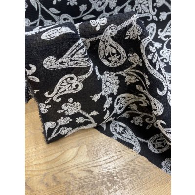 画像6: 生地：透かし編みポリエステル100％ペイズリー柄プリント（黒／白）