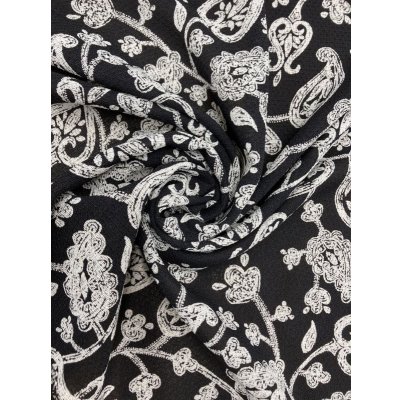 画像8: 生地：透かし編みポリエステル100％ペイズリー柄プリント（黒／白）