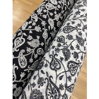 画像9: 生地：透かし編みポリエステル100％ペイズリー柄プリント（白／黒）