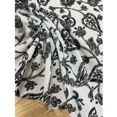 画像7: 生地：透かし編みポリエステル100％ペイズリー柄プリント（白／黒）