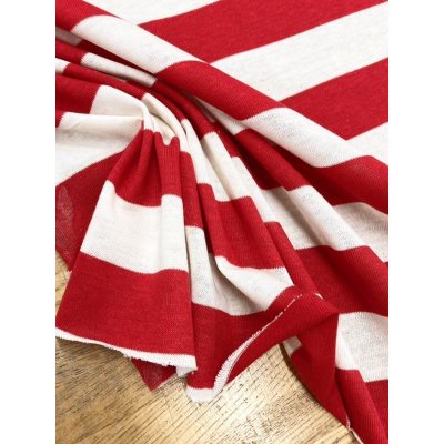 画像6: 生地：綿100％ボーダー柄天竺ニット（キナリ／赤）