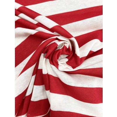 画像7: 生地：綿100％ボーダー柄天竺ニット（キナリ／赤）