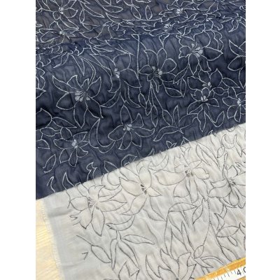 画像8: 生地：ポリ100％ふくれ加工花柄接結プリント（紺／白）