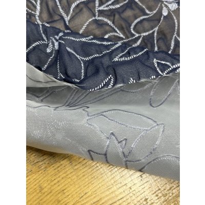 画像4: 生地：ポリ100％ふくれ加工花柄接結プリント（紺／白）