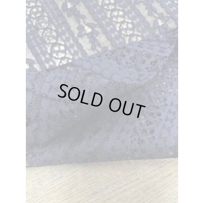 画像4: 生地：ポリ100％花柄ボーダーレース（紺）