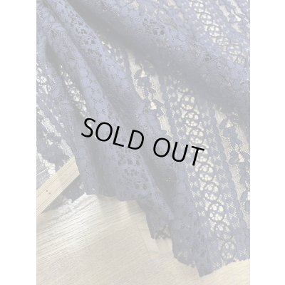 画像5: 生地：ポリ100％花柄ボーダーレース（紺）