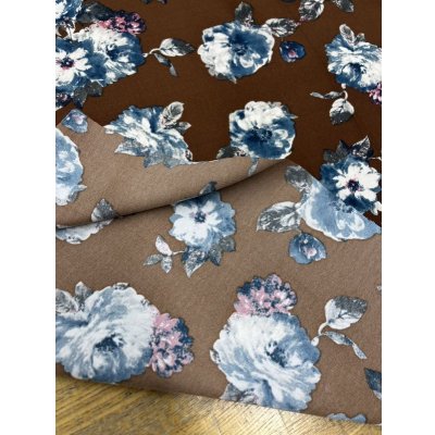 画像4: 生地：ポリエステル花柄プリント（茶／青）