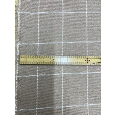 画像4: 生地：ウールナイロンポリウレタン 格子柄（ベージュ／白）