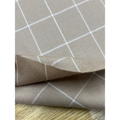 画像6: 生地：ウールナイロンポリウレタン 格子柄（ベージュ／白）