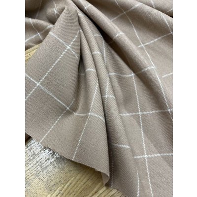 画像7: 生地：ウールナイロンポリウレタン 格子柄（ベージュ／白）