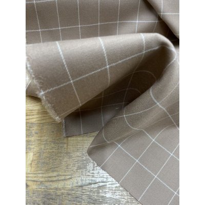 画像9: 生地：ウールナイロンポリウレタン 格子柄（ベージュ／白）