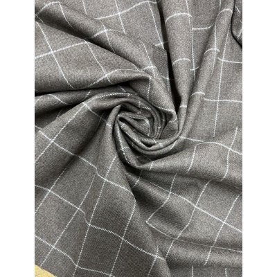 画像7: 生地：ウールナイロンポリウレタン 格子柄（茶／白）