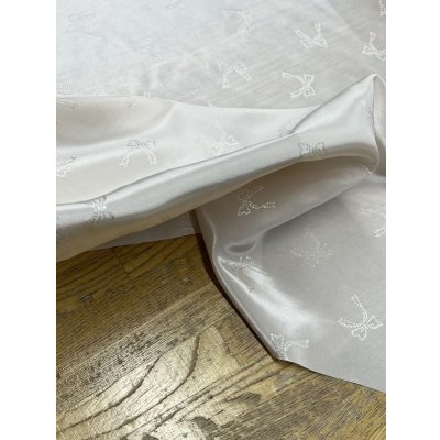 画像5: 生地：シルクタッチレーヨン100％リボン柄（薄ベージュ）