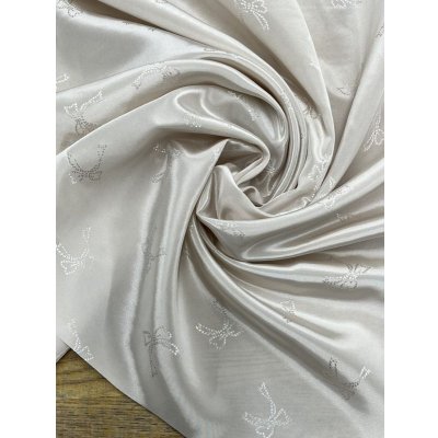 画像7: 生地：シルクタッチレーヨン100％リボン柄（薄ベージュ）