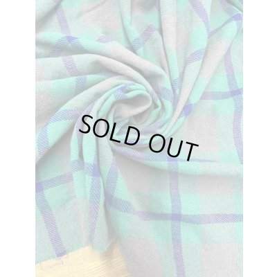 画像6: 生地：チェック柄ウールコットンざっくり編み縮み加工（グリーン）