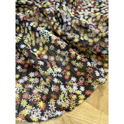 画像3: 生地：小花柄プリント楊柳ポリエステル（黒／黄色）