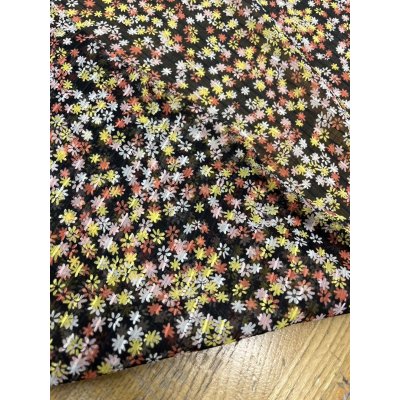 画像4: 生地：小花柄プリント楊柳ポリエステル（黒／黄色）