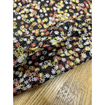 画像5: 生地：小花柄プリント楊柳ポリエステル（黒／黄色）