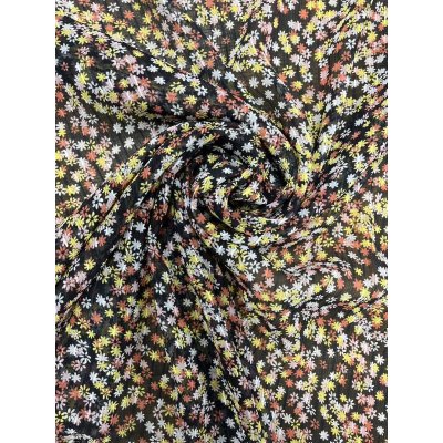 画像7: 生地：小花柄プリント楊柳ポリエステル（黒／黄色）