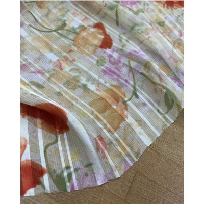 画像8: 生地：花柄サテンストライプ楊柳ポリエステル（黄色／赤）