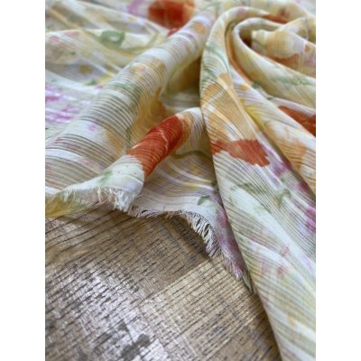 画像6: 生地：花柄サテンストライプ楊柳ポリエステル（黄色／赤）