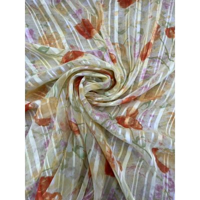 画像7: 生地：花柄サテンストライプ楊柳ポリエステル（黄色／赤）