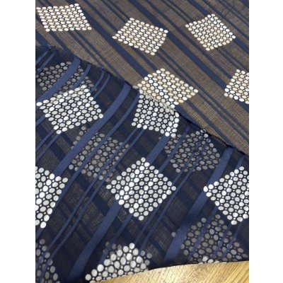 画像4: 生地：サテンストライプ楊柳ポリエステル（紺／白）