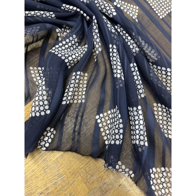 画像5: 生地：サテンストライプ楊柳ポリエステル（紺／白）