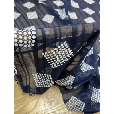 画像7: 生地：サテンストライプ楊柳ポリエステル（紺／白）