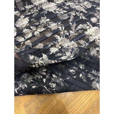 画像4: 生地：ボーダーカットドビー花柄プリント（紺／白）