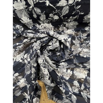 画像6: 生地：ボーダーカットドビー花柄プリント（紺／白）