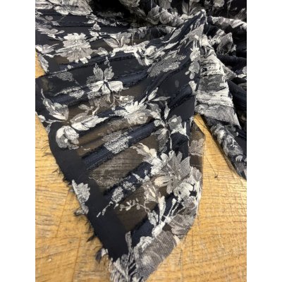 画像7: 生地：ボーダーカットドビー花柄プリント（紺／白）