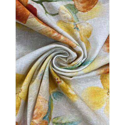 画像7: 生地：綿100％BIGフラワー柄プリント（クリーム）