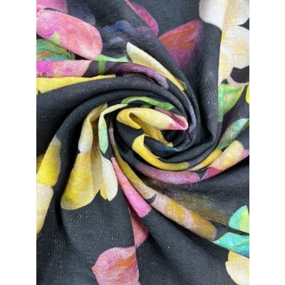 画像7: 生地：綿100％BIGフラワー柄プリント（黒）