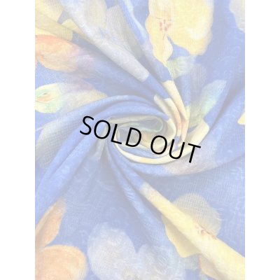 画像6: 生地：綿100％BIGフラワー柄プリント（青）