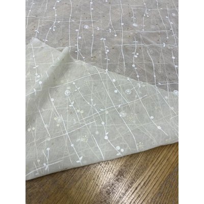 画像3: 生地：ポリエステル100％格子花柄シフォン（クリームイエロー）